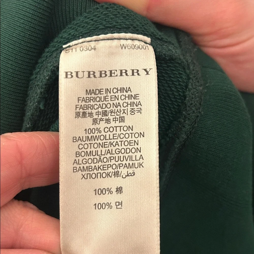 BURBERRY - Brit - Authentic Men’s Green Distressed Logo Sweatshirt size small - Picture 6 of 10